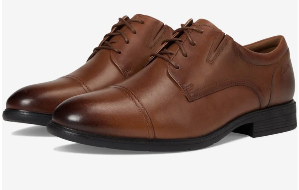 Clarks Steadwell Cap Shoes Mens Size 11 Brown Leather Derby Dress Oxford